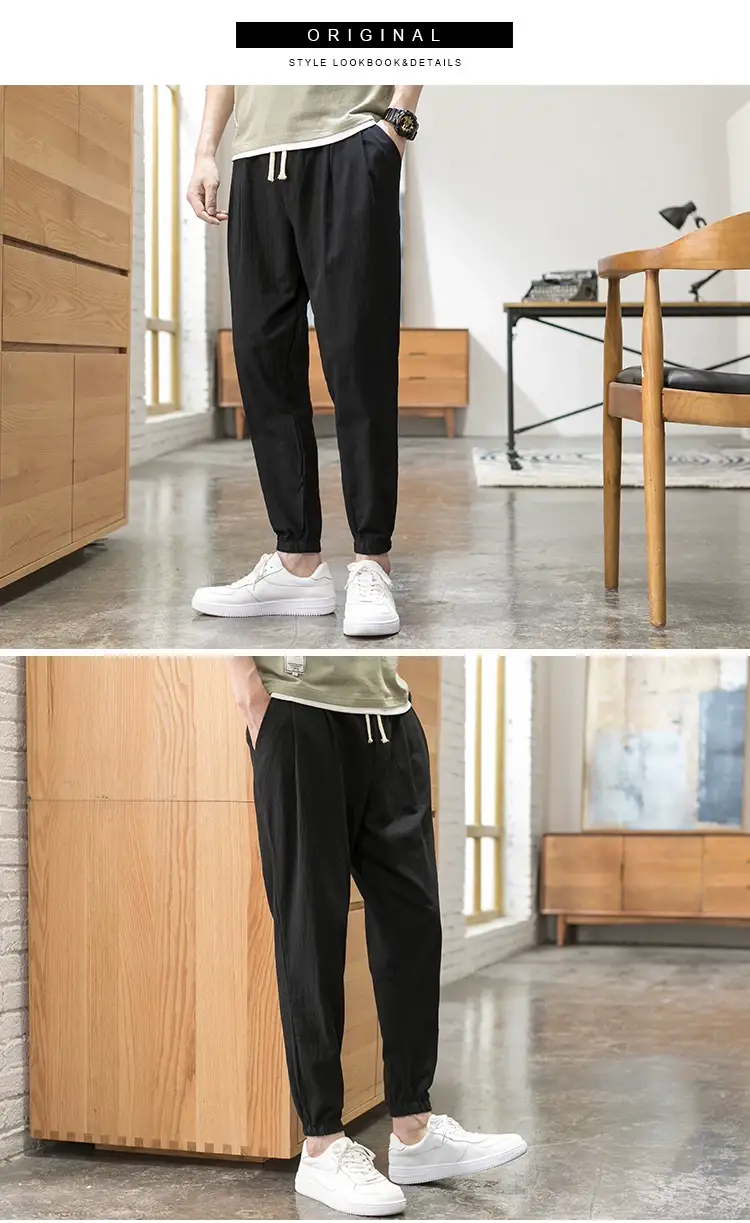 Men Linen Casual Pants Loose Fit Sports Pants — feature 8
