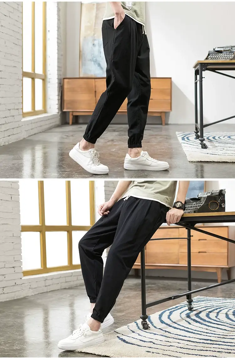 Men Linen Casual Pants Loose Fit Sports Pants — feature 9