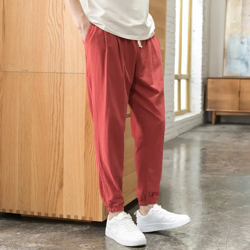 Men Linen Casual Pants Loose Fit Sports Pants - Image 2