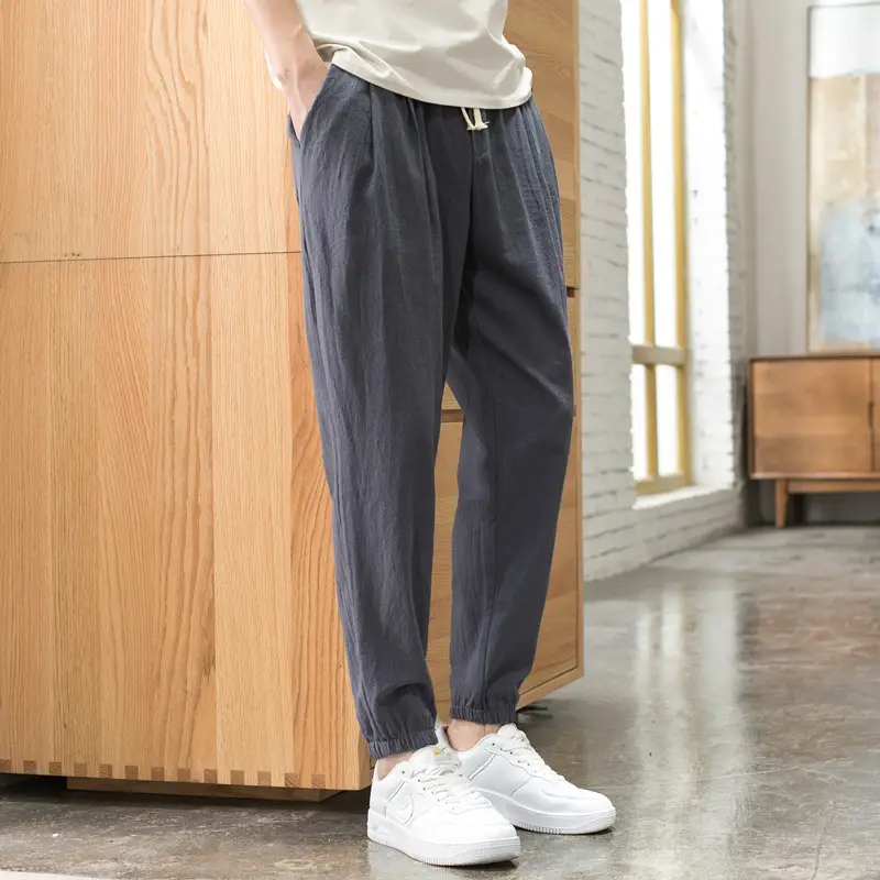 Men Linen Casual Pants Loose Fit Sports Pants - Image 3