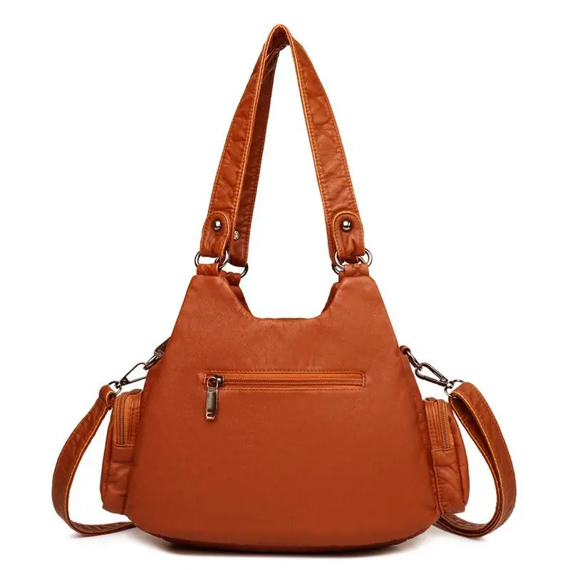 Korean-style Shoulder Bag for Women, Washable Soft Leather, Large Capacity, Crossbody Design