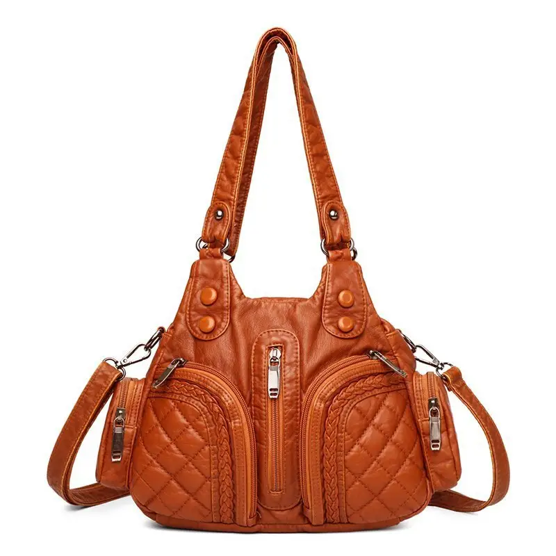 Korean-style Shoulder Bag for Women, Washable Soft Leather, Large Capacity, Crossbody Design