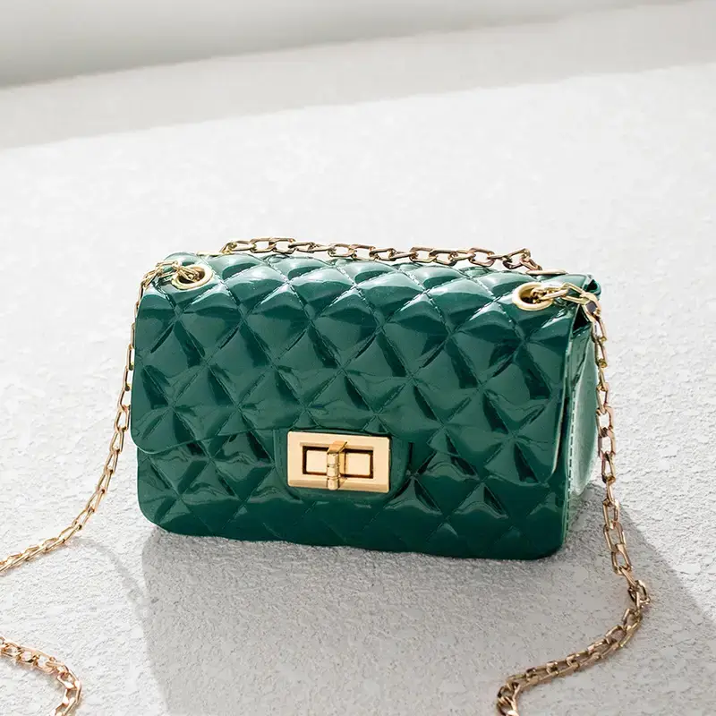 Women's Crossbody Bags Set Black Blue Green Diamond Lattice Chain - Image 2