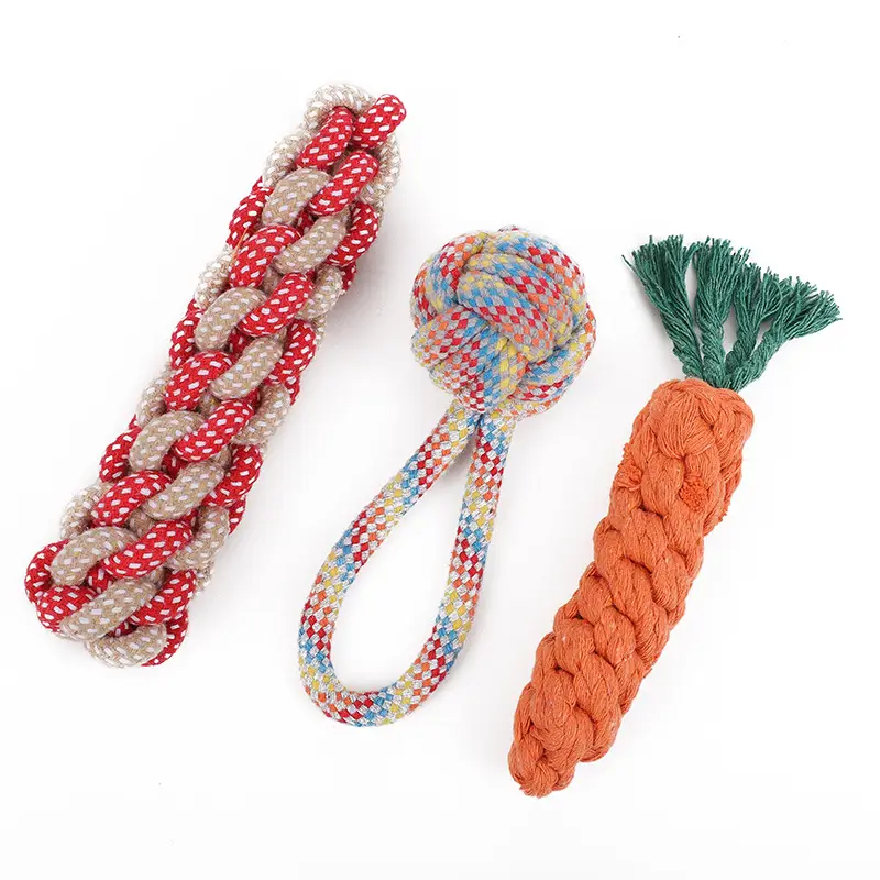 Pet Dog Toys and Supplies Frisbee Pet Ball Puppy Toy Bite-Resistant Rope Knot Self-Pleasure Carrot Teething Toy