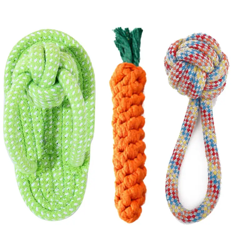 Pet Dog Toys and Supplies Frisbee Pet Ball Puppy Toy Bite-Resistant Rope Knot Self-Pleasure Carrot Teething Toy