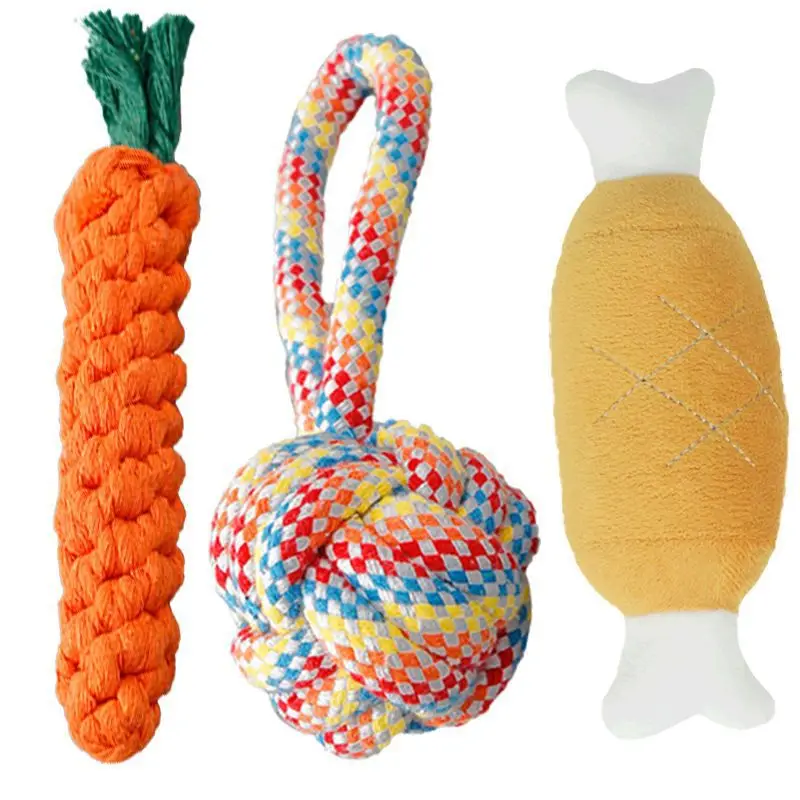 Pet Dog Toys and Supplies Frisbee Pet Ball Puppy Toy Bite-Resistant Rope Knot Self-Pleasure Carrot Teething Toy