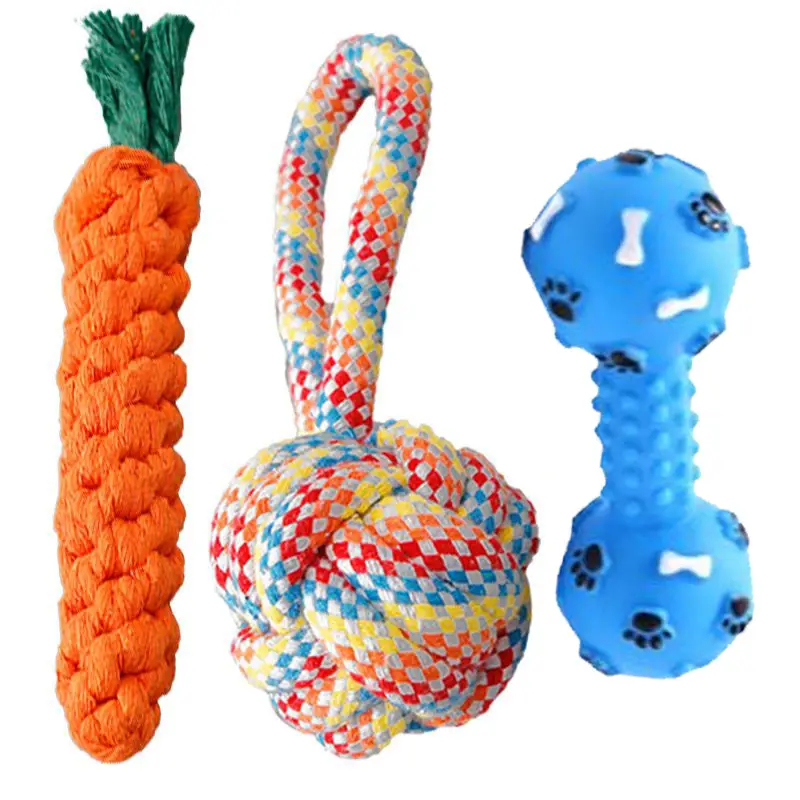 Pet Dog Toys and Supplies Frisbee Pet Ball Puppy Toy Bite-Resistant Rope Knot Self-Pleasure Carrot Teething Toy