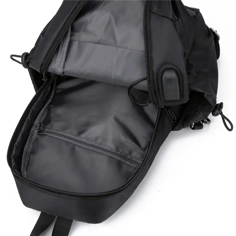 Men's Black Crossbody Shoulder Bag Large Capacity Pleated Fashion - Image 8