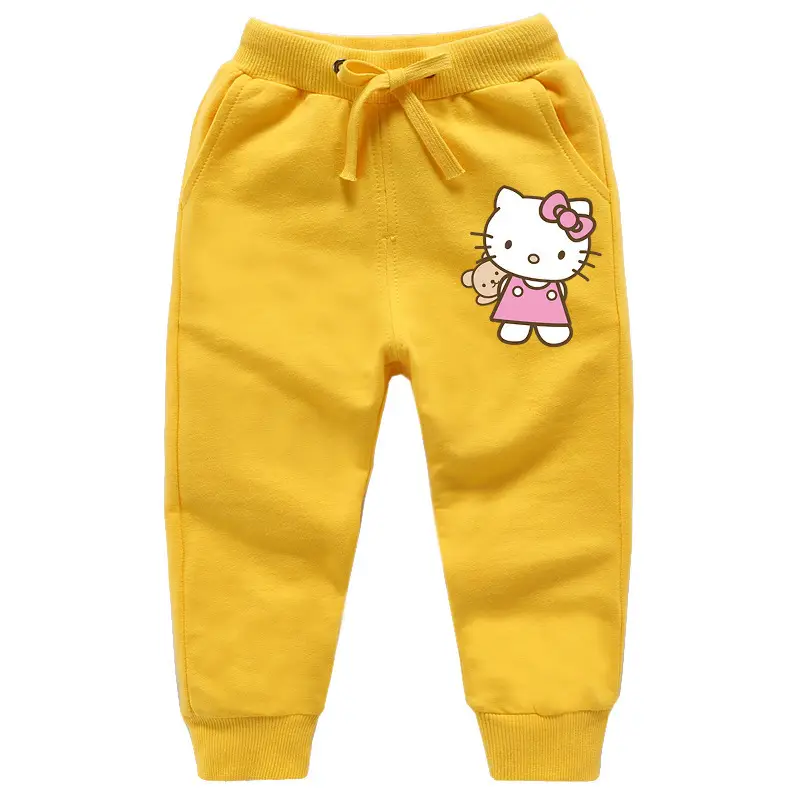 Kitty Print Pure Cotton Leg Trousers for Girls - Image 12
