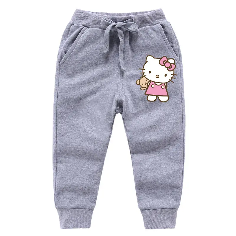Kitty Print Pure Cotton Leg Trousers for Girls - Image 14