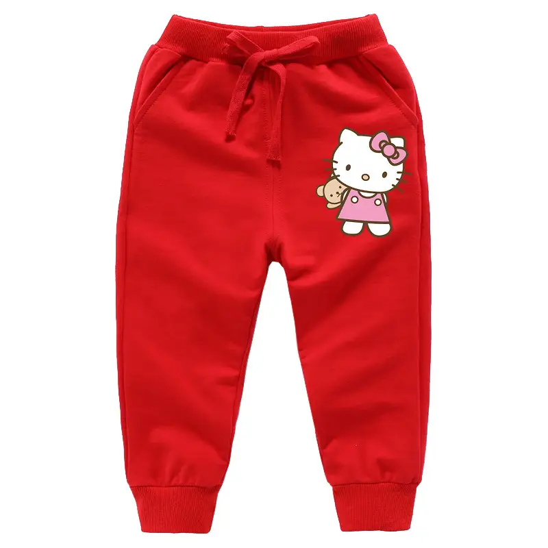 Kitty Print Pure Cotton Leg Trousers for Girls - Image 2