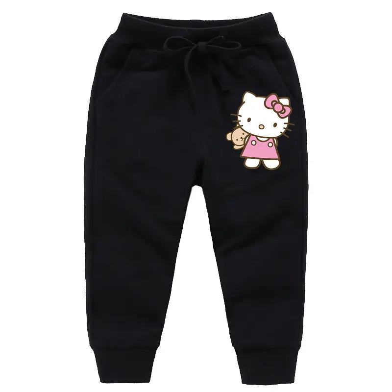 Kitty Print Pure Cotton Leg Trousers for Girls - Image 4