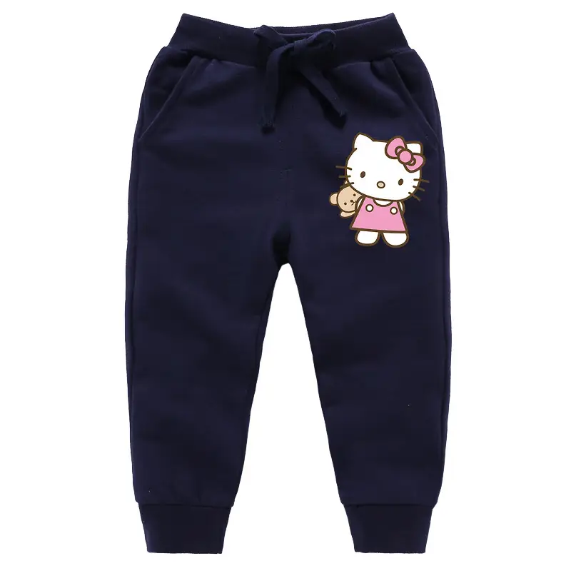 Kitty Print Pure Cotton Leg Trousers for Girls - Image 7