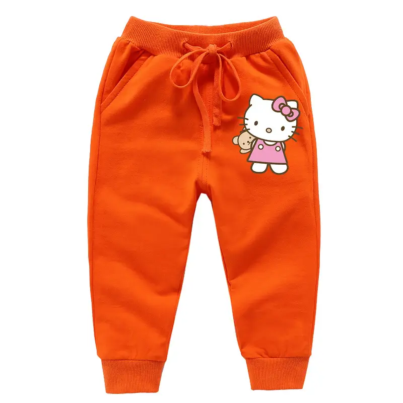 Kitty Print Pure Cotton Leg Trousers for Girls - Image 8