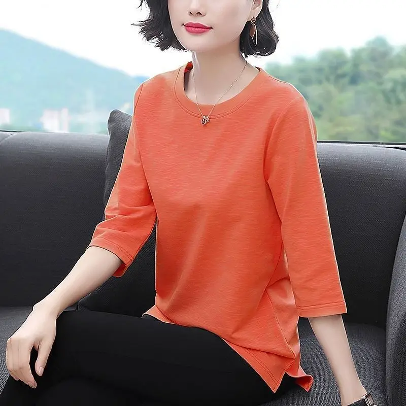 Seven Sleeve Top Plus Size Pink Loose T-Shirt - Image 7