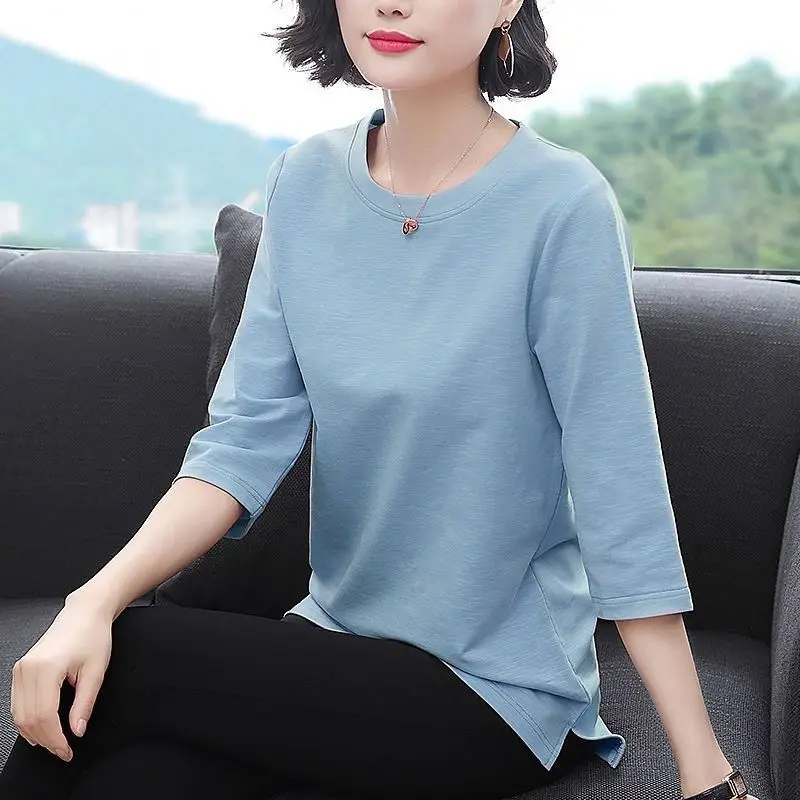 Seven Sleeve Top Plus Size Pink Loose T-Shirt - Image 10