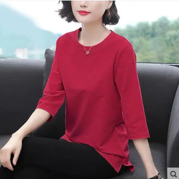 Seven Sleeve Top Plus Size Pink Loose T-Shirt - Image 11
