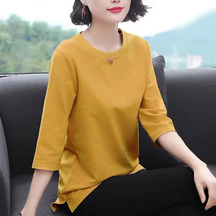 Seven Sleeve Top Plus Size Pink Loose T-Shirt - Image 2