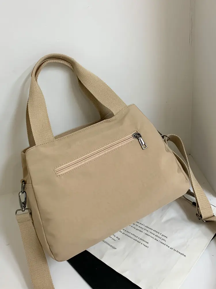 Beige Crossbody Bag for Women with 2 Compartments - Image 9