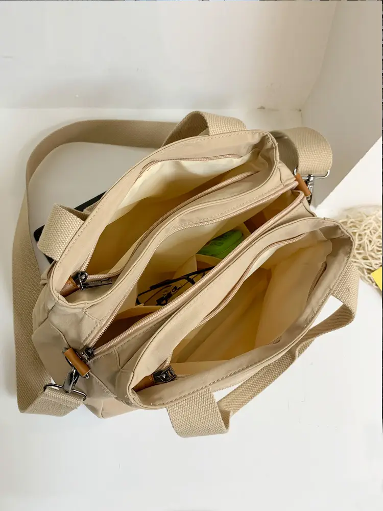 Beige Crossbody Bag for Women with 2 Compartments - Image 10