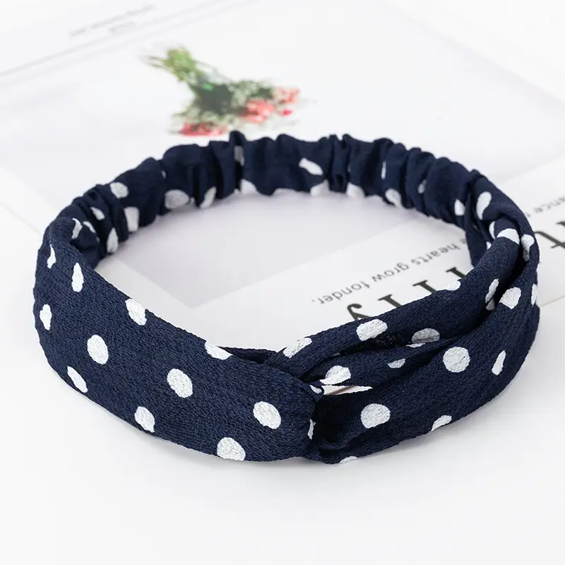 Vintage Polka Dot Hair Band with Wide Brim