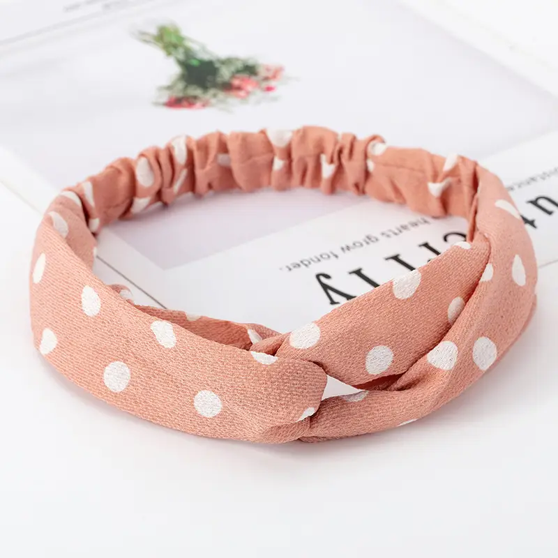 Vintage Polka Dot Hair Band with Wide Brim