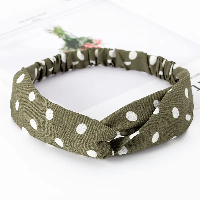 Vintage Polka Dot Hair Band with Wide Brim