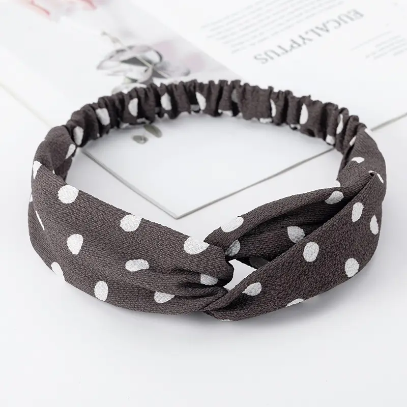 Vintage Polka Dot Hair Band with Wide Brim