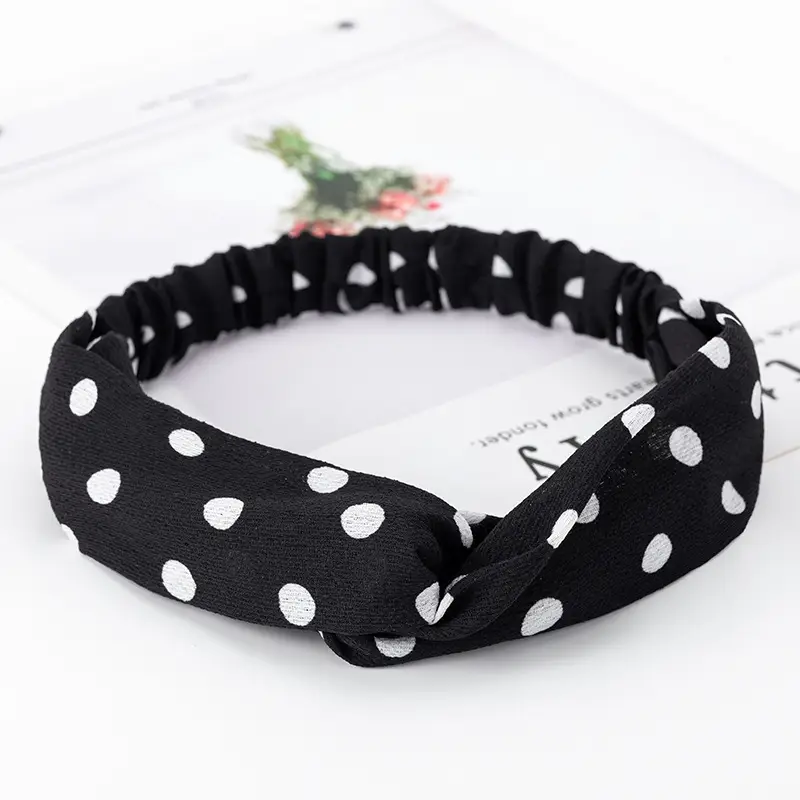 Vintage Polka Dot Hair Band with Wide Brim