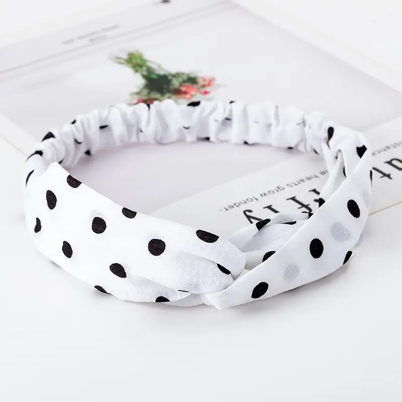 Vintage Polka Dot Hair Band with Wide Brim