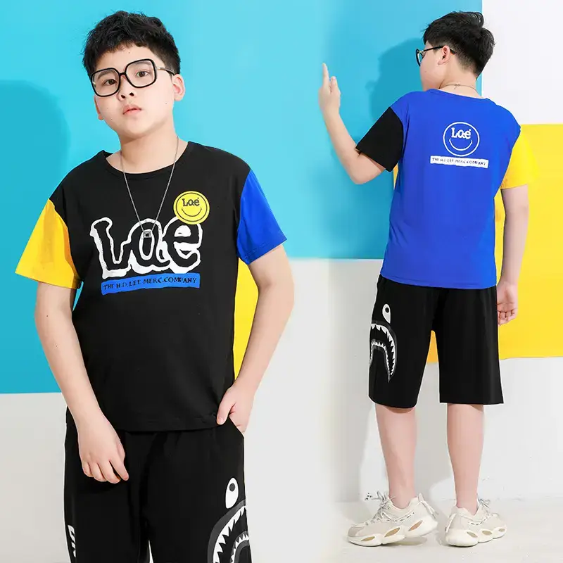 Plus Size Boys Blue Loose Sleeve T-Shirt Summer Wear - Image 3
