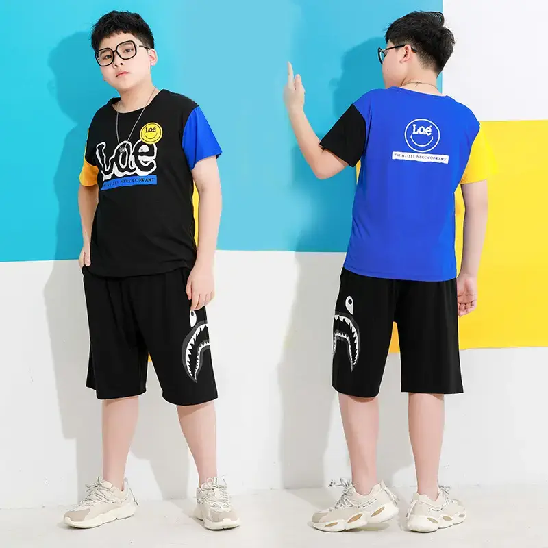 Plus Size Boys Blue Loose Sleeve T-Shirt Summer Wear - Image 4