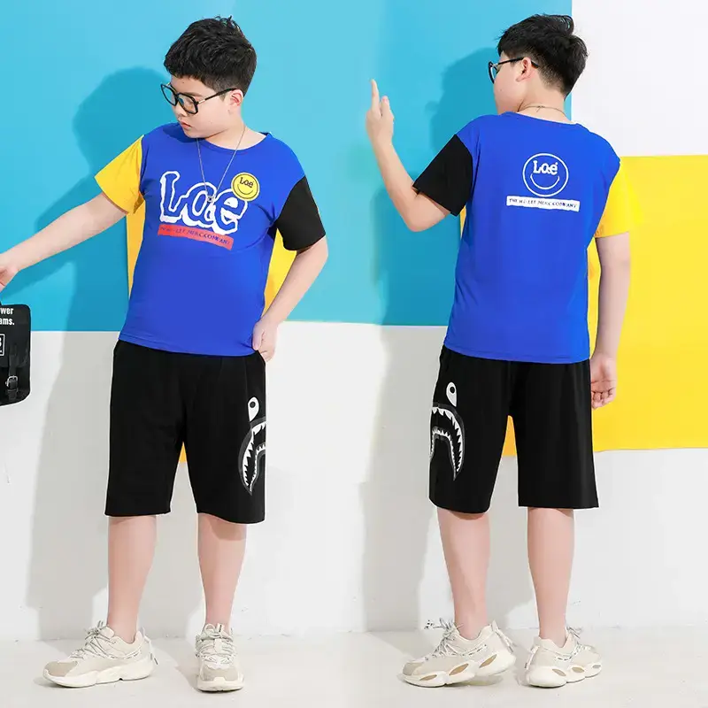 Plus Size Boys Blue Loose Sleeve T-Shirt Summer Wear - Image 5
