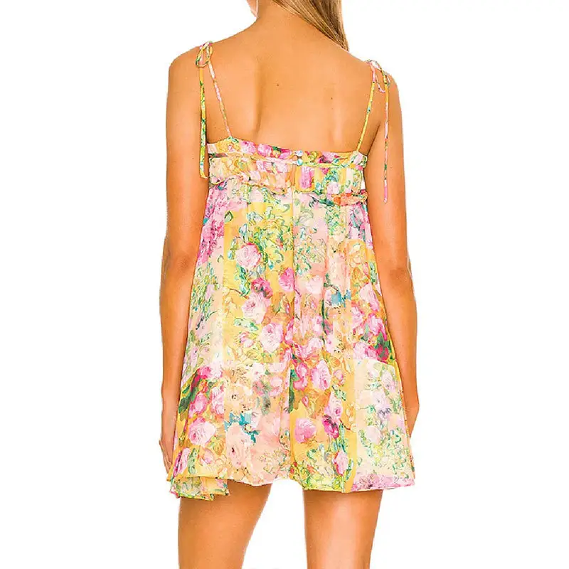 Blue Printed Backless Slit Dress for Women — feature 23