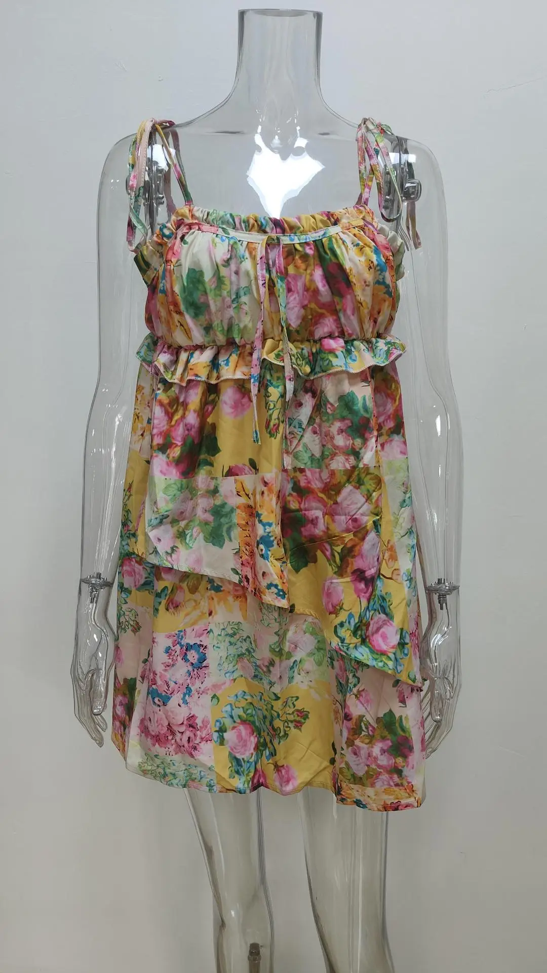 Blue Printed Backless Slit Dress for Women — feature 24