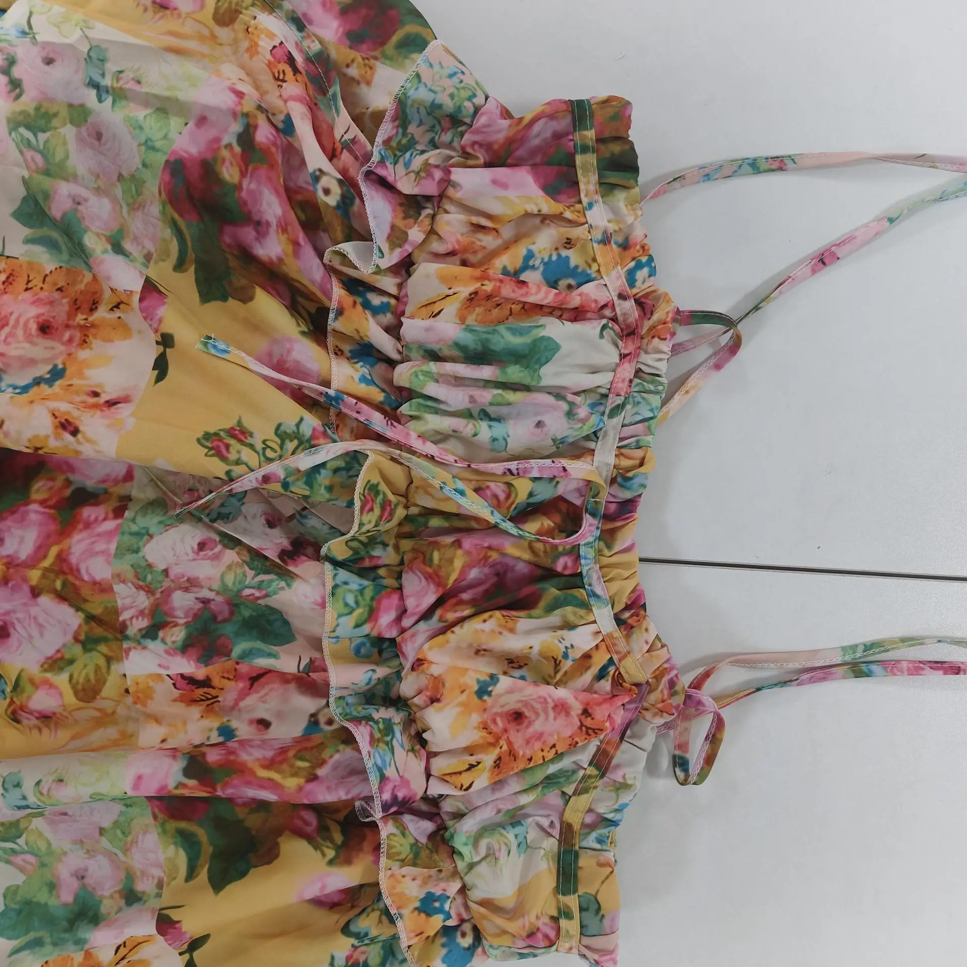Blue Printed Backless Slit Dress for Women — feature 27