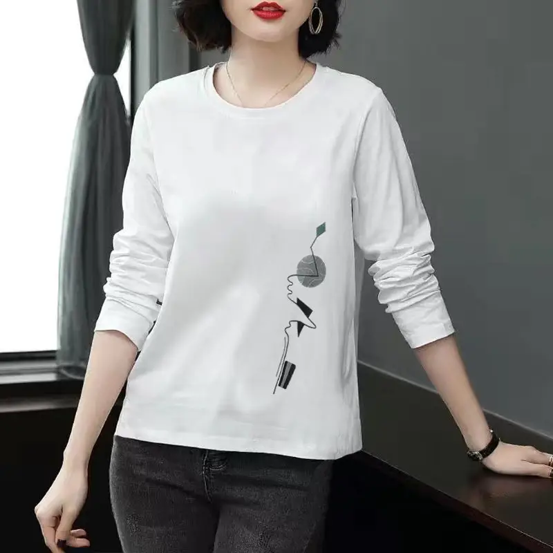 Women Printed Long Sleeve T-Shirt Blue Plus Size - Image 10