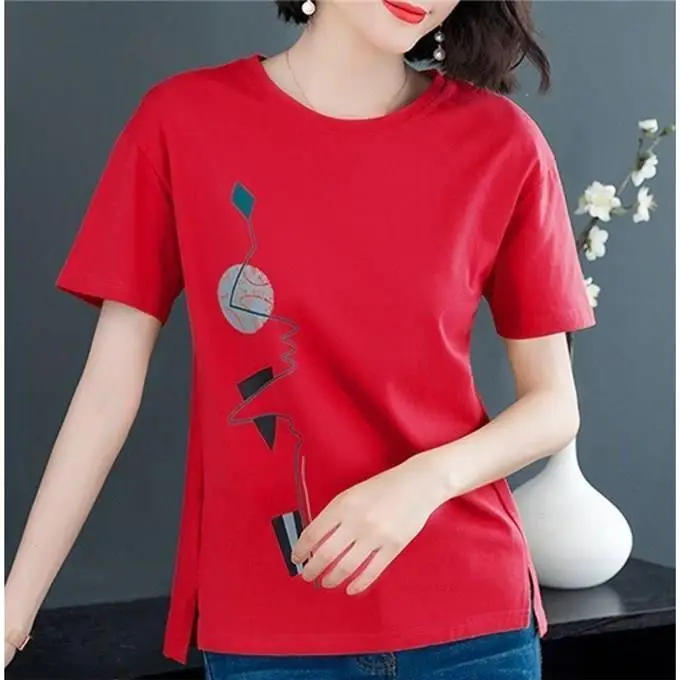 Women Printed Long Sleeve T-Shirt Blue Plus Size - Image 2