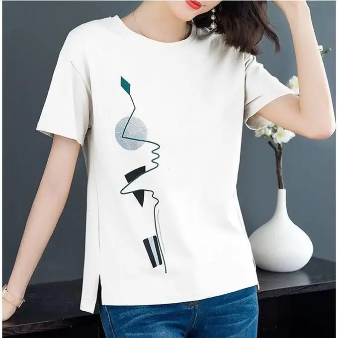 Women Printed Long Sleeve T-Shirt Blue Plus Size - Image 5