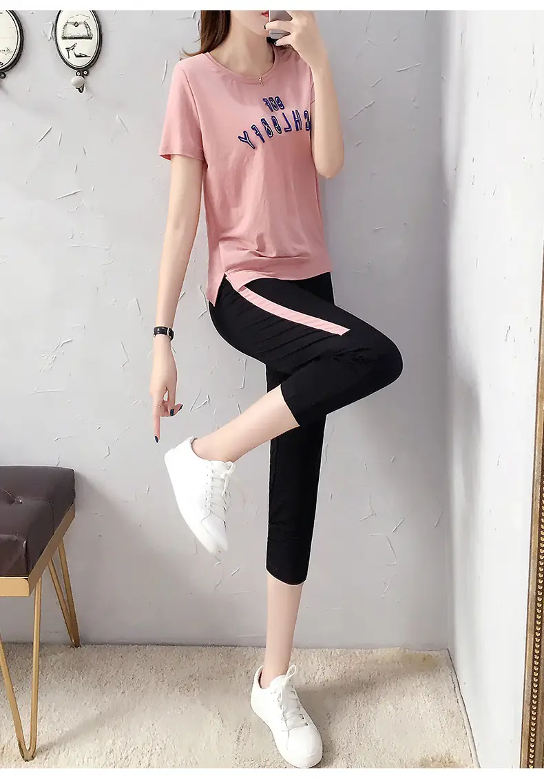 Women Casual Sportswear Set Pink Black 2026 Summer — feature 12