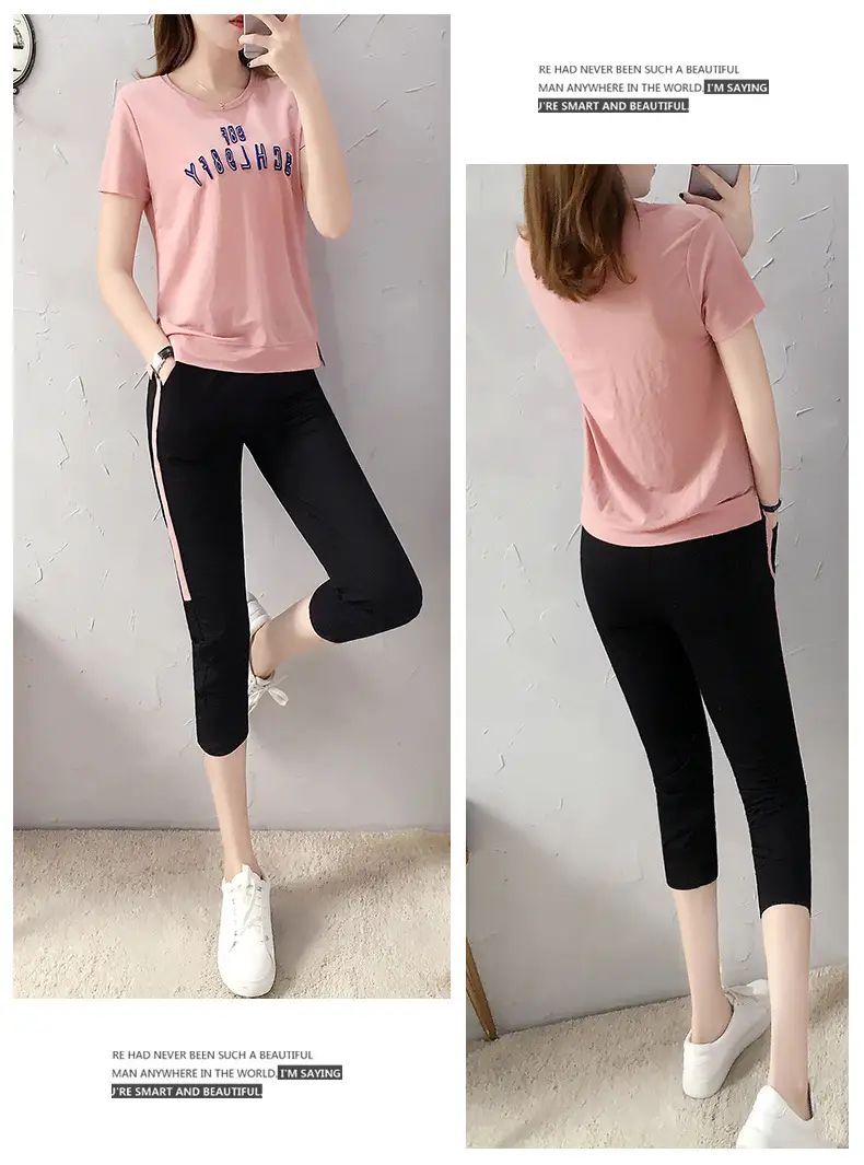 Women Casual Sportswear Set Pink Black 2026 Summer — feature 13