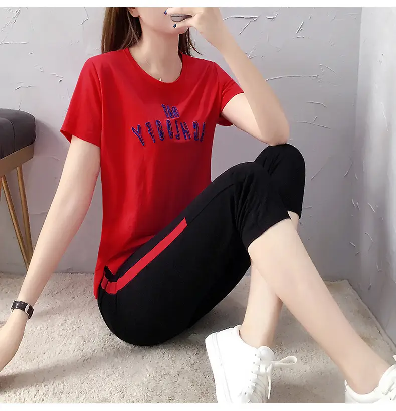 Women Casual Sportswear Set Pink Black 2026 Summer — feature 14