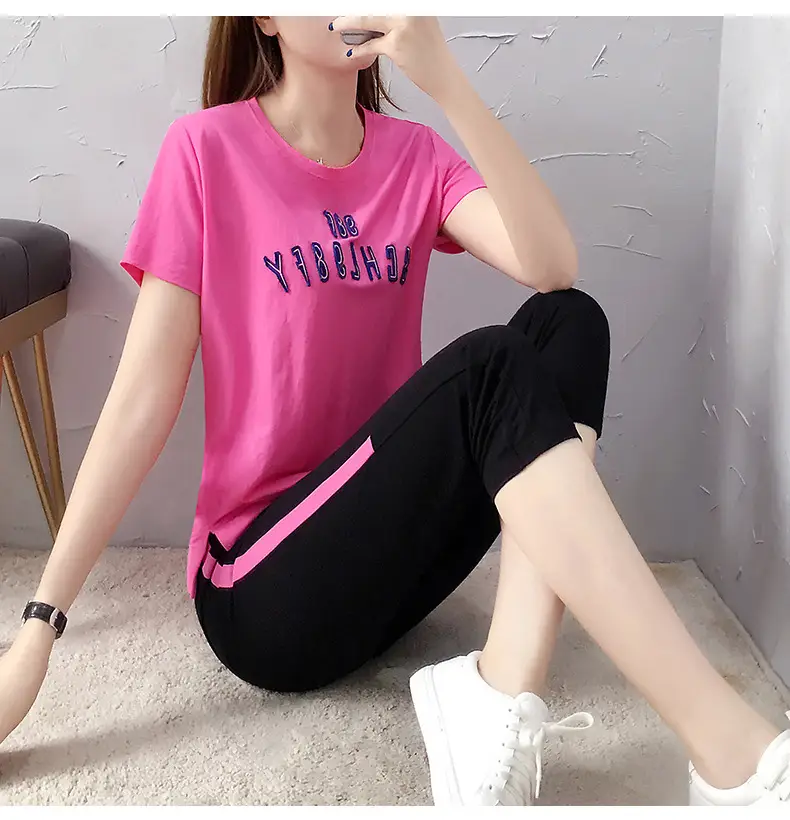 Women Casual Sportswear Set Pink Black 2026 Summer — feature 16