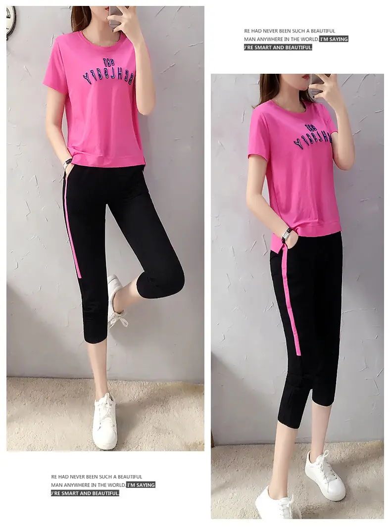 Women Casual Sportswear Set Pink Black 2026 Summer — feature 17