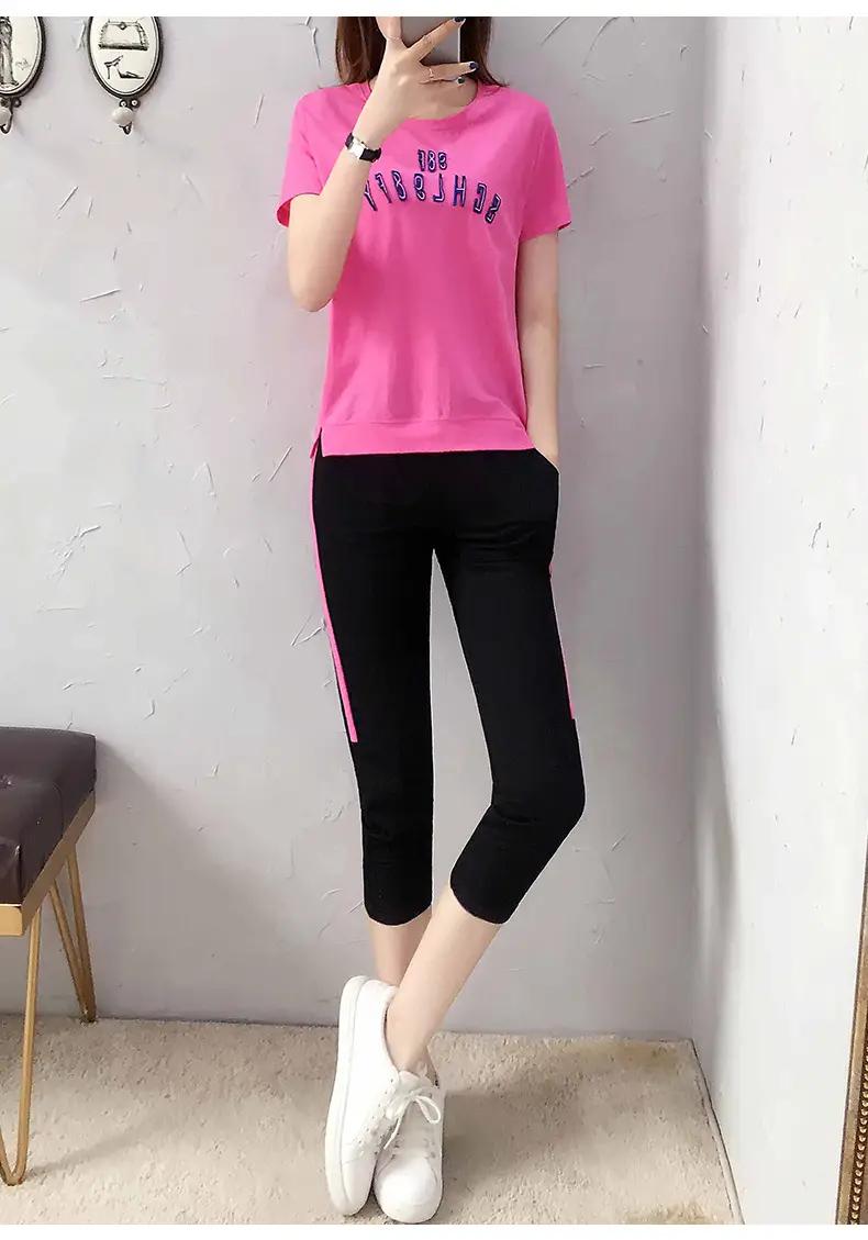Women Casual Sportswear Set Pink Black 2026 Summer — feature 18
