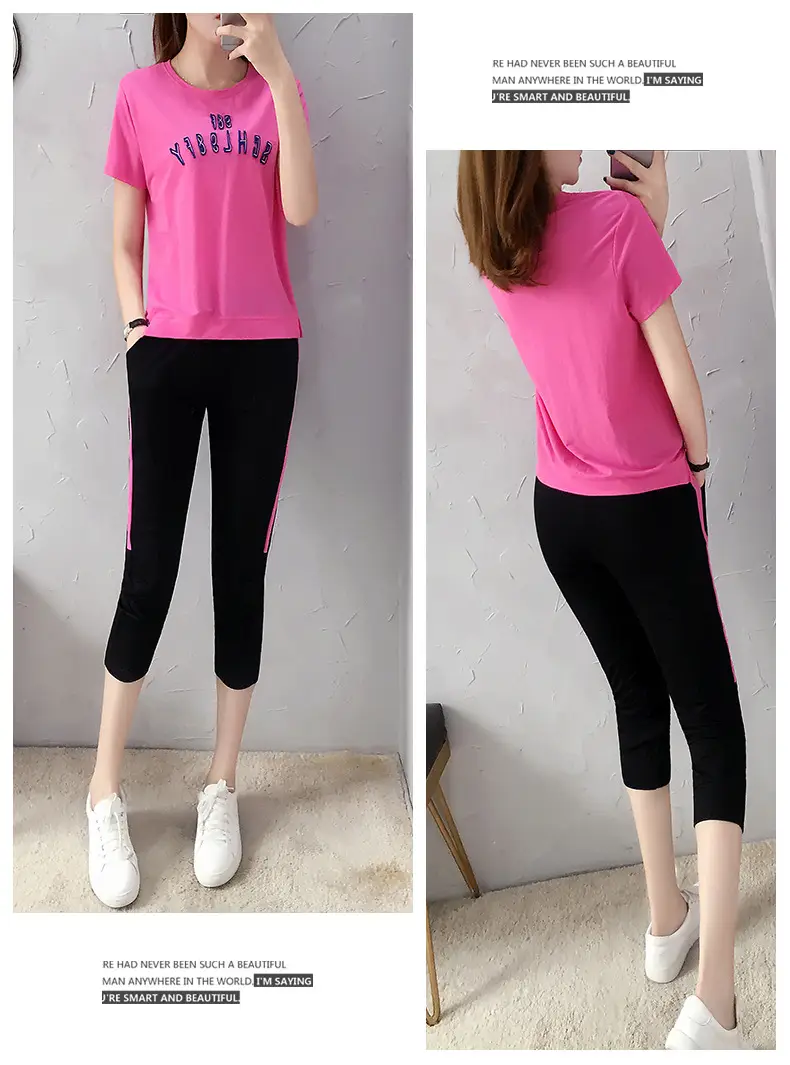 Women Casual Sportswear Set Pink Black 2026 Summer — feature 19