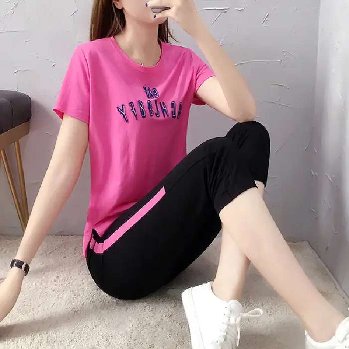 Women Casual Sportswear Set Pink Black 2026 Summer - Image 2