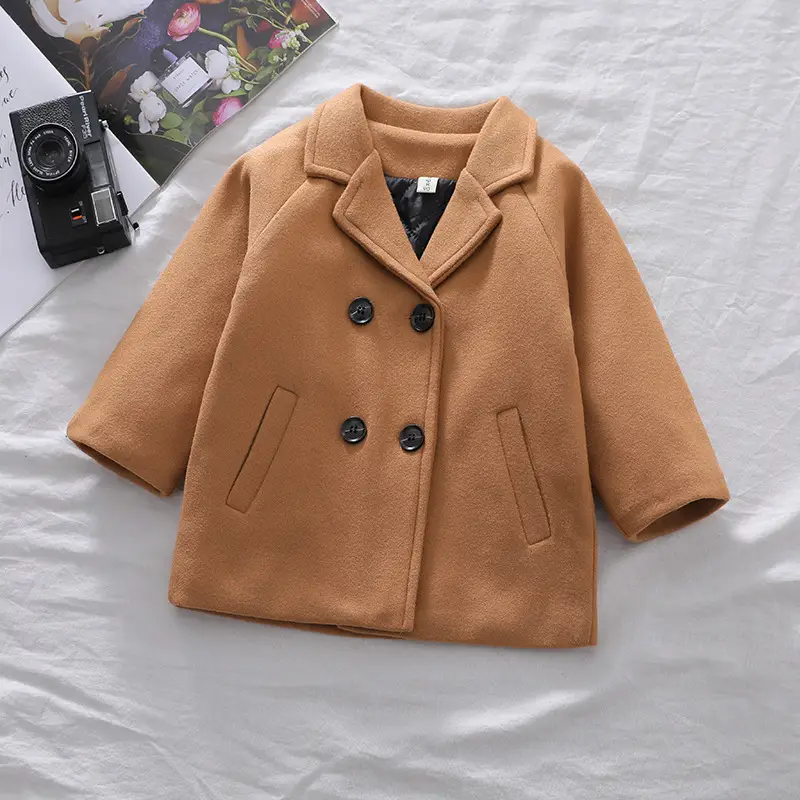 Boys' Outwears Spring & Fall 2025 New Kidsren's Korean Style Kidsren's Woolen Outwears Mid-Length Fashionable Tops