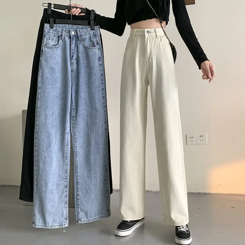 Women's Black Wide Leg Pants with High Waist Drawstring - Image 5