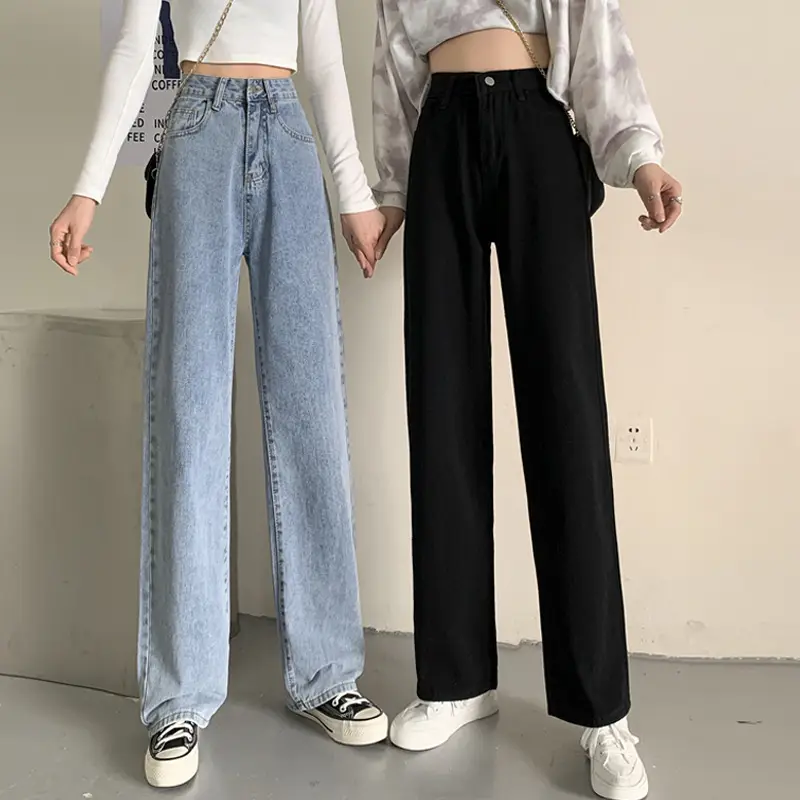Women's Black Wide Leg Pants with High Waist Drawstring - Image 6